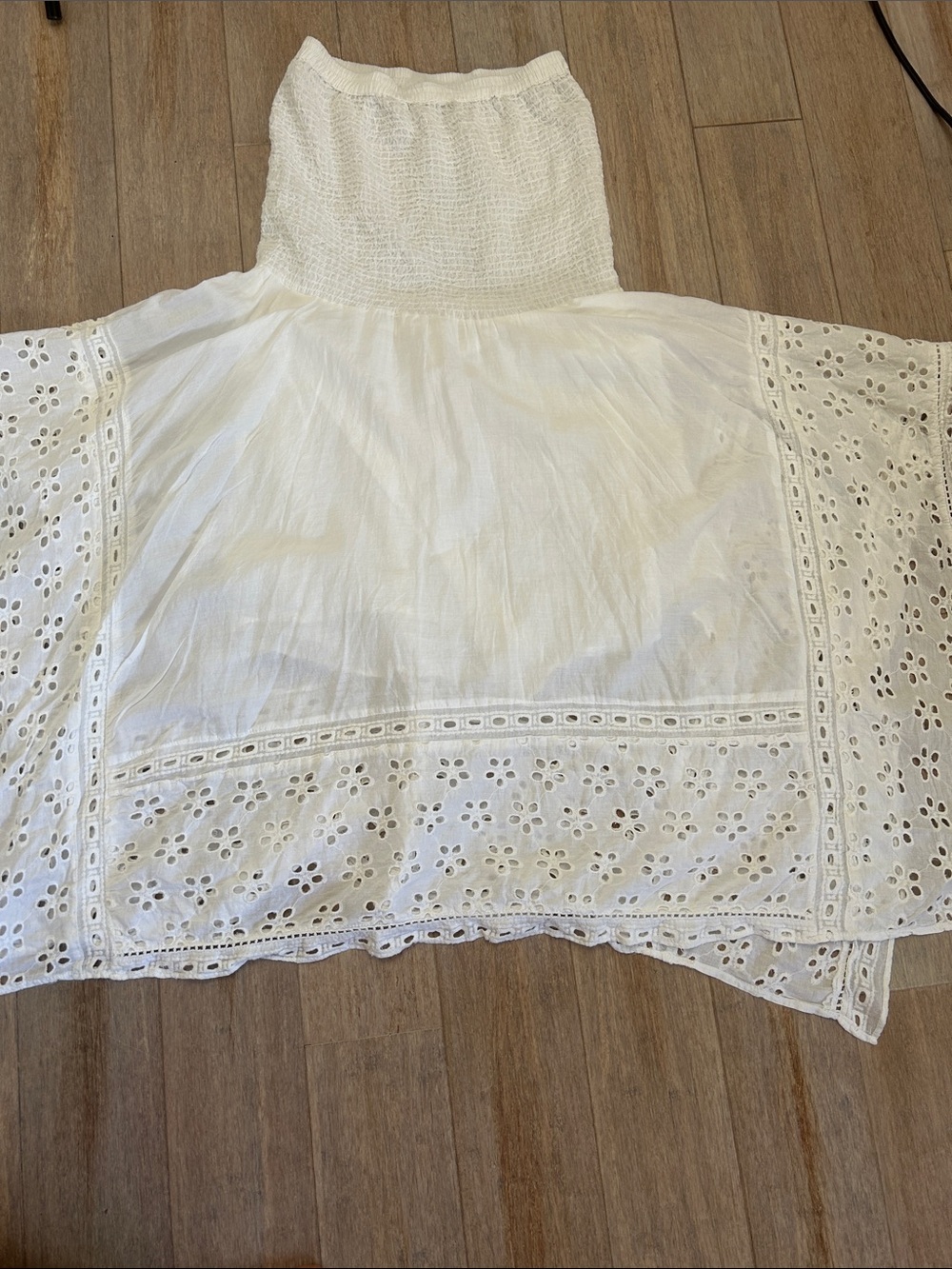 White cotton Eyelet Asymmetrical Maxi Skirt - Women size M - Picture 11 of 15